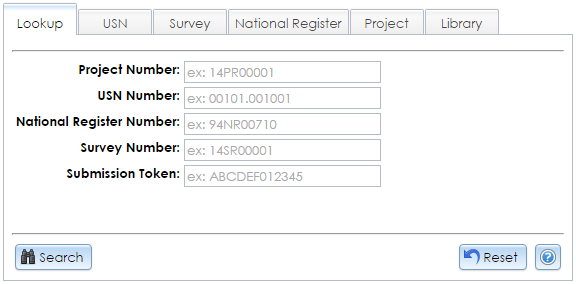 The Lookup tab in the Criteria tab on the Search page contains text fields for searching records by their identifiers.