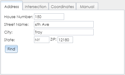 The Address tab in the Locate the Resource step of the Built Resource Wizard contains text fields and a Find button.